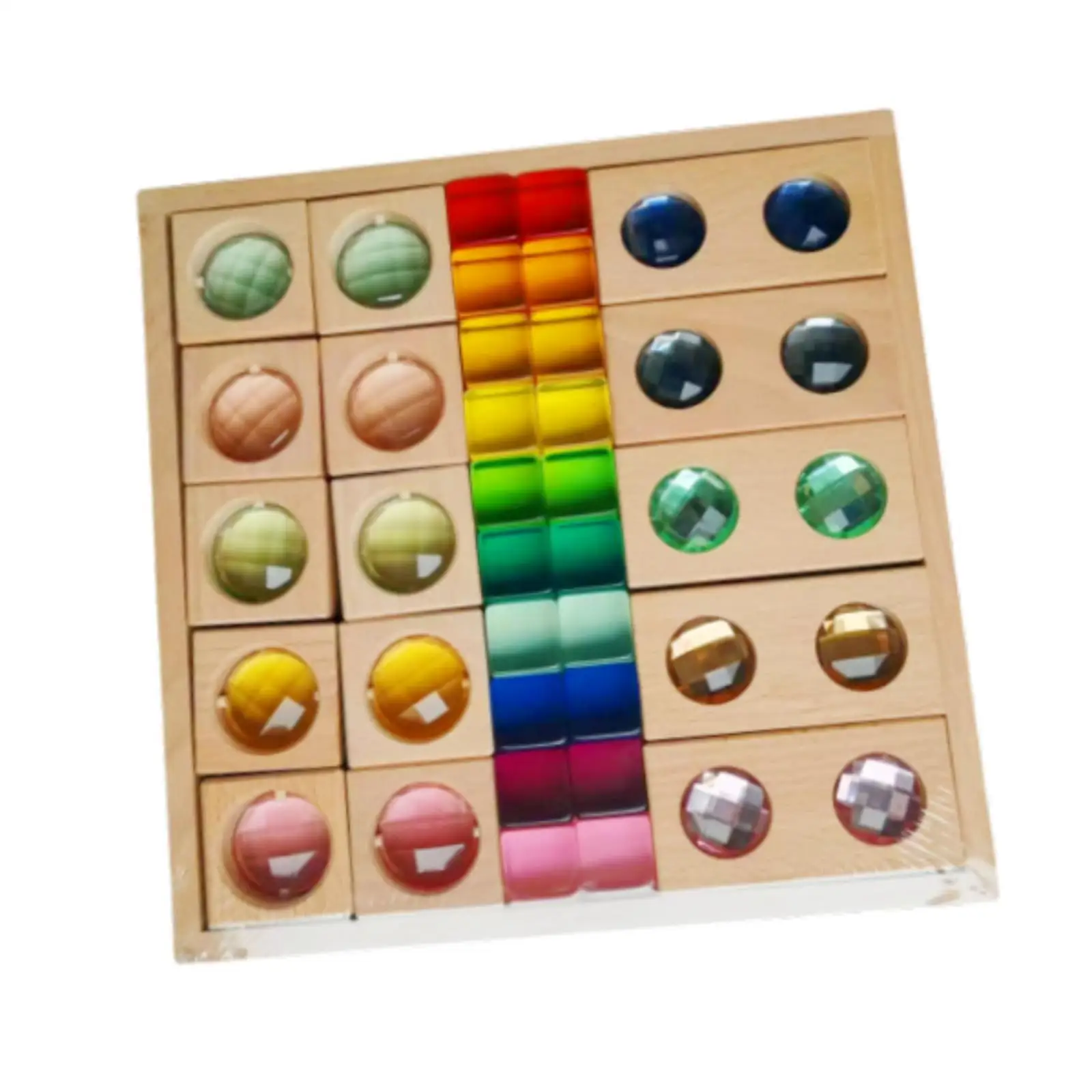 Acryl-Holzklötze-Set, Bausteine, pädagogisches sensorisches funkelndes Regenbogen-Stapelspiel für Kinder im Alter von 3–6 Jahren, Urlaub