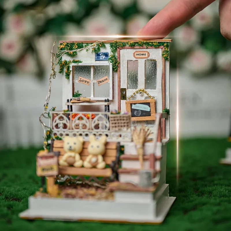 Anime kawaii dos desenhos animados série de vida diy cabine artesanal em miniatura mini casa modelo montado blocos de construção presente aniversário feminino