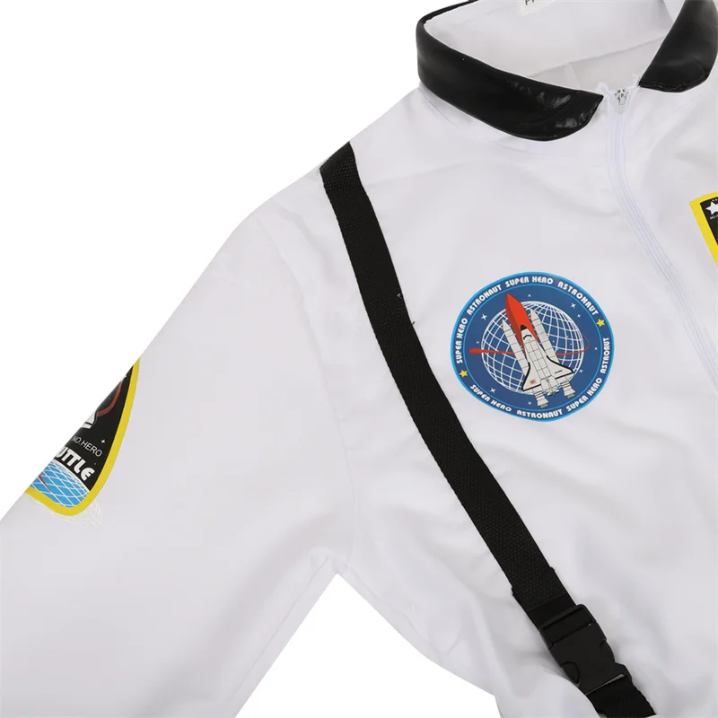 Costume da astronauta adulto astronauta donna uomo flight space suit tuta halloween cosplay tuta intera blu bianco arancione