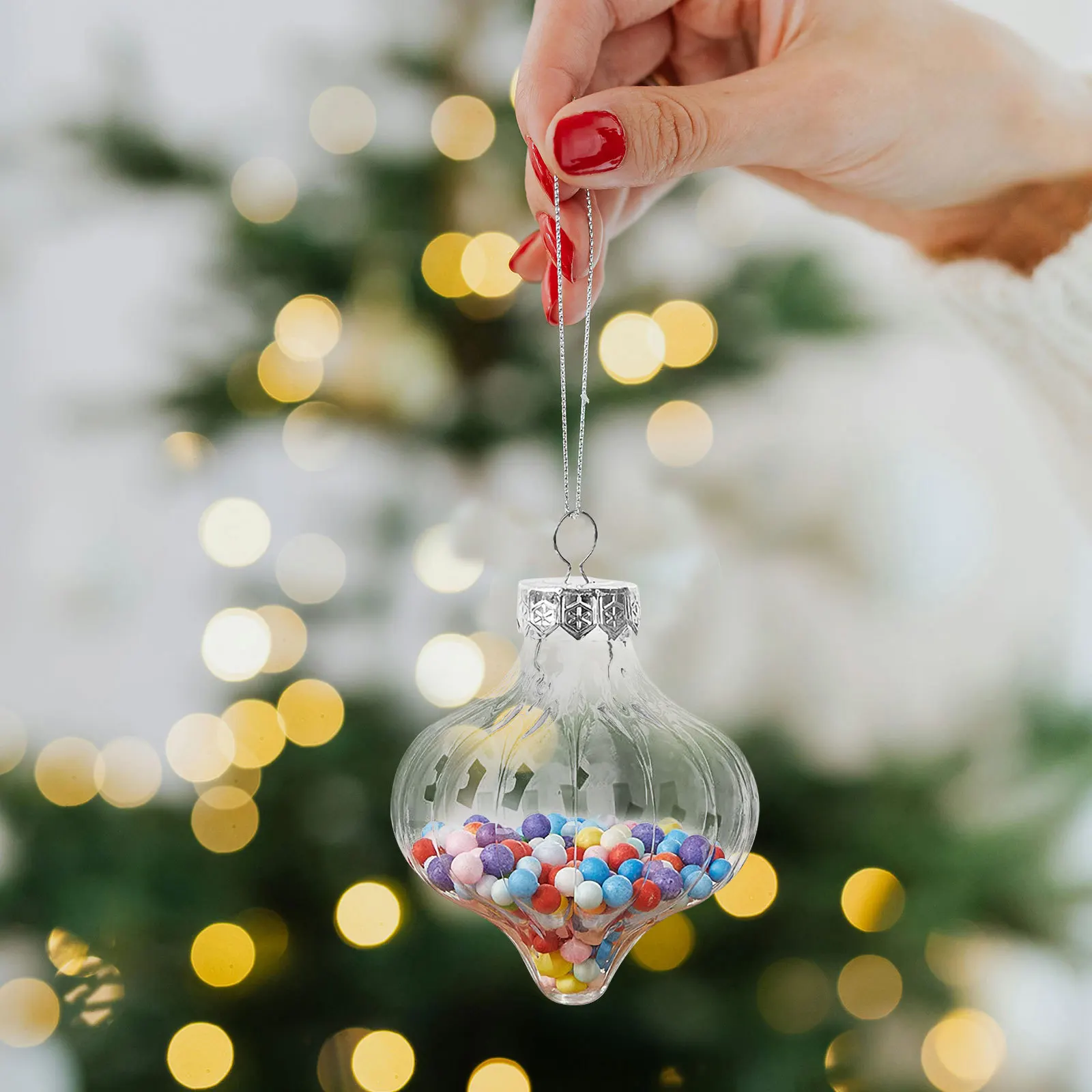 

8Pcs Onion Christmas Ball Clear Ornaments Transparent Fillable Plastic Baubles Holiday Tree Hanging Decoration DIY Crafts