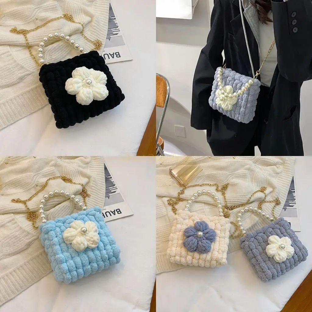 

X90D Reusable Crochet Handbag Soft Texture Shoulder Bag Fashion Crossbody Bags
