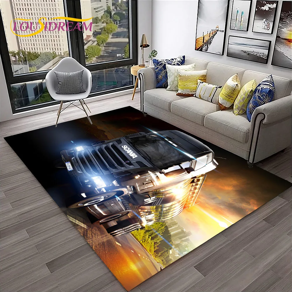 Top Class Truck S-Scania Cartoon Carpet Rug for Home Living Room Bedroom Sofa Doormat Decor,Kid Play Area Rug Non-slip Floor Mat