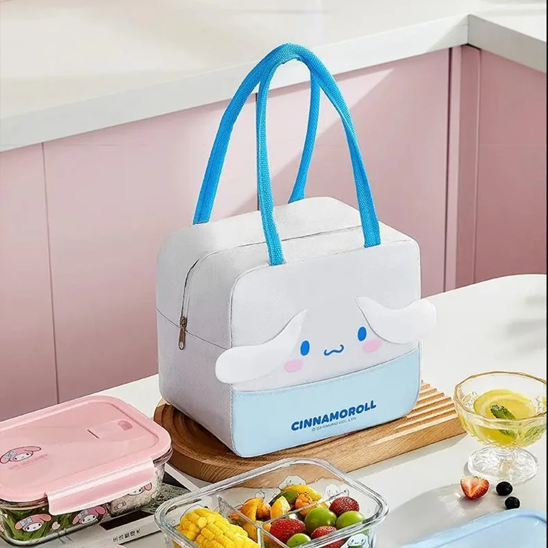 Sanrio Hello Kitty Lunch Bag Cute Cinnamoroll My Melody Aluminum Foil Thickened Picnic Bento Box Travel Portable Keep Warm Bag