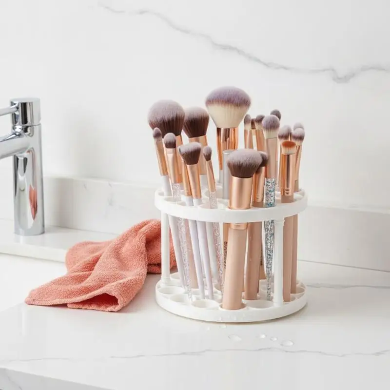 45 Hole Rotating Cosmetic Brush Holder Clear Visible Makeup Brush Organizer for Home Bathroom Vanity Countertop