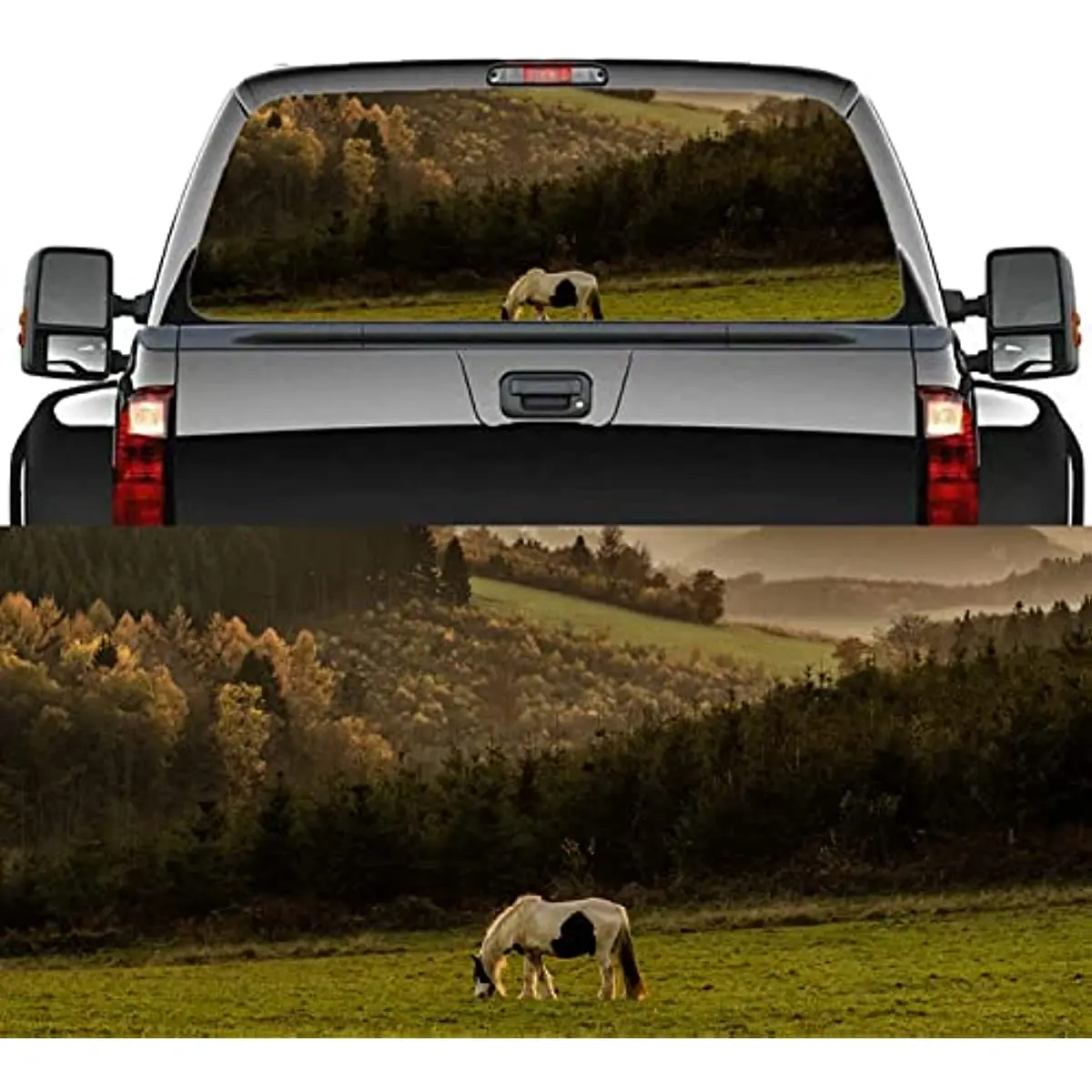 Rear Window Truck Decal Sticker Steed Horse Car Window Graphic Decal Perforated Vinyl Window Back Decal for Truck SUV Van Pickup