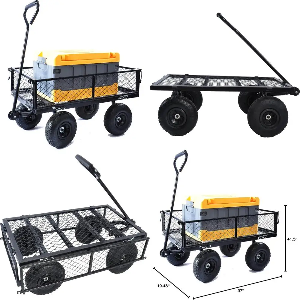 

Versatile Steel Utility Cart with Removable Mesh Sides for Garden, Farm, and Warehouse Use