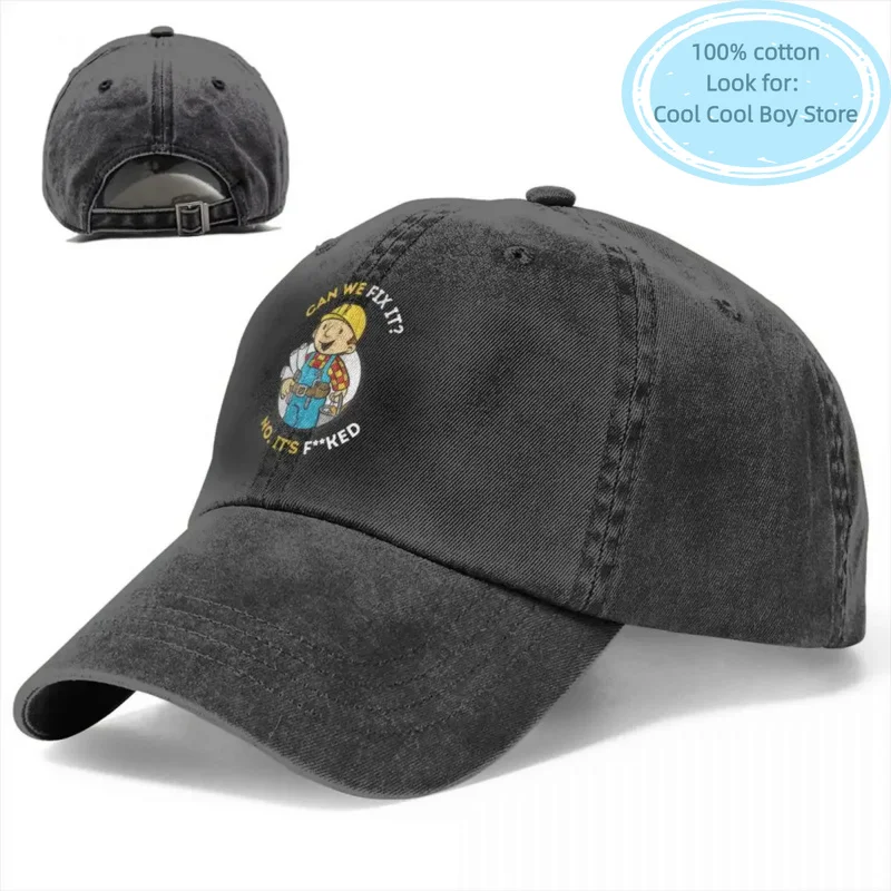 Bob The Builder Baseball Caps Classic Distressed Washed Can We Fix It Funny Repair Man Sun Cap Unisex Outdoor Summer Caps Hat