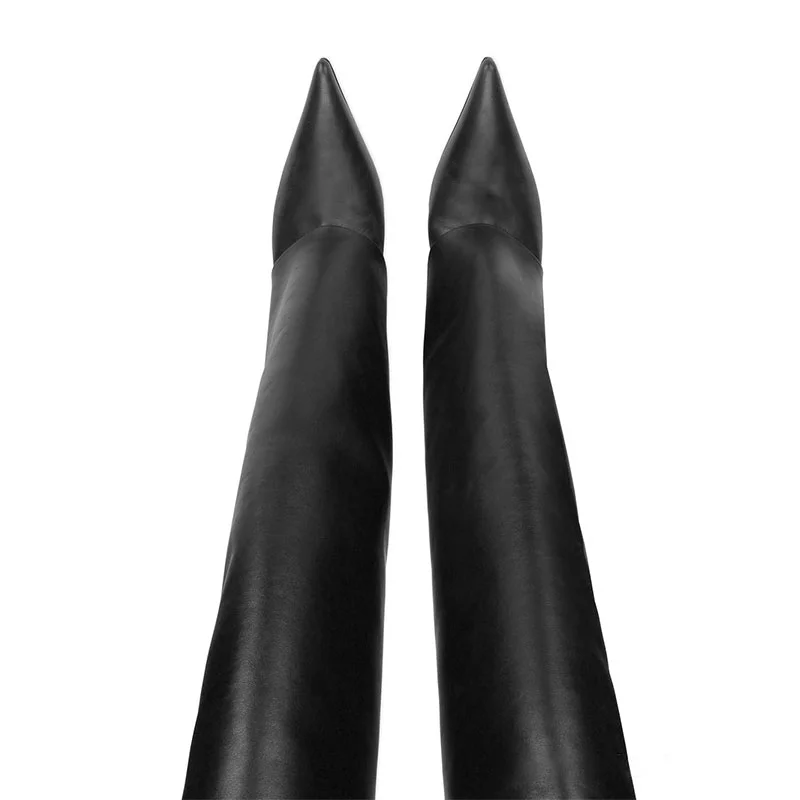 Autumn and Winter 2022 New High-quality Leather Fashion High Heel Women\'s Shoes Black Large 34-43 Sexy Pointy Pants Woman Boots