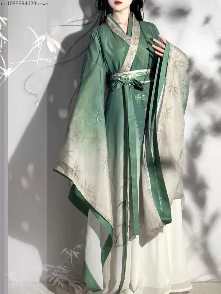 Masquerade Hanfu Dress Women Carnival Cosplay Costume Party Outfit Ancient Traditional Vintage Green White Hanfu Chic Dress view 5