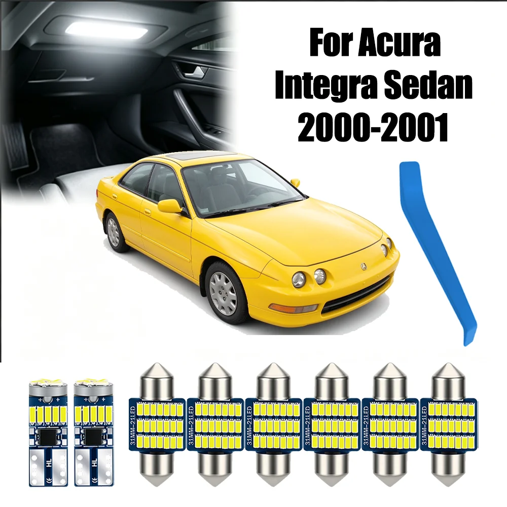 8pcs Interior LED Car Light Kit For Integra Sedan 2000 2001 6000K White Canbus No Error High Quality Plug and Play 12V 24V