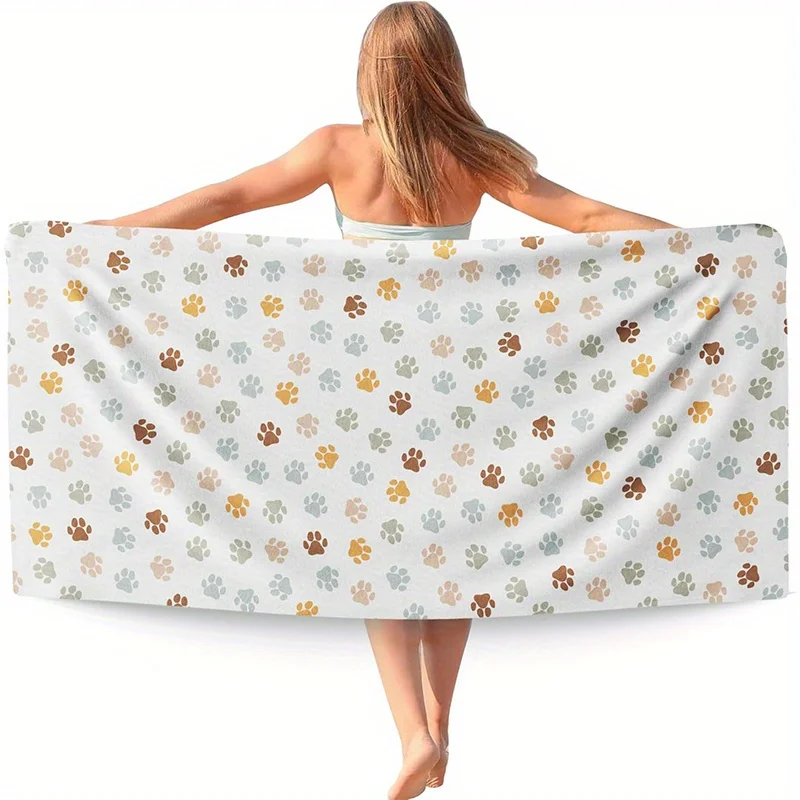

Beach Towel Paw Prints Beach Towel Patterned Sunscreen And Windproof Suitable For Swimming Pool Camping Travel Blanket