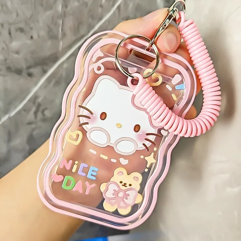 Hello Kitty Cinnamoroll Kuromi My melody Pochacco Cute Kawaii Anti-Lost Card Holder Student Campus Meal Card Protective Case