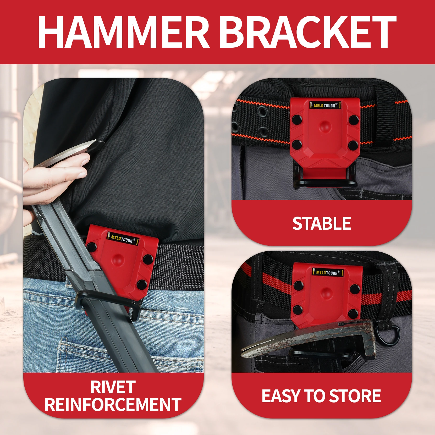 MELOTOUGH Hammer Holder for Belt, Hammer Loop, Hammer Holster, Hammer Belt Holder