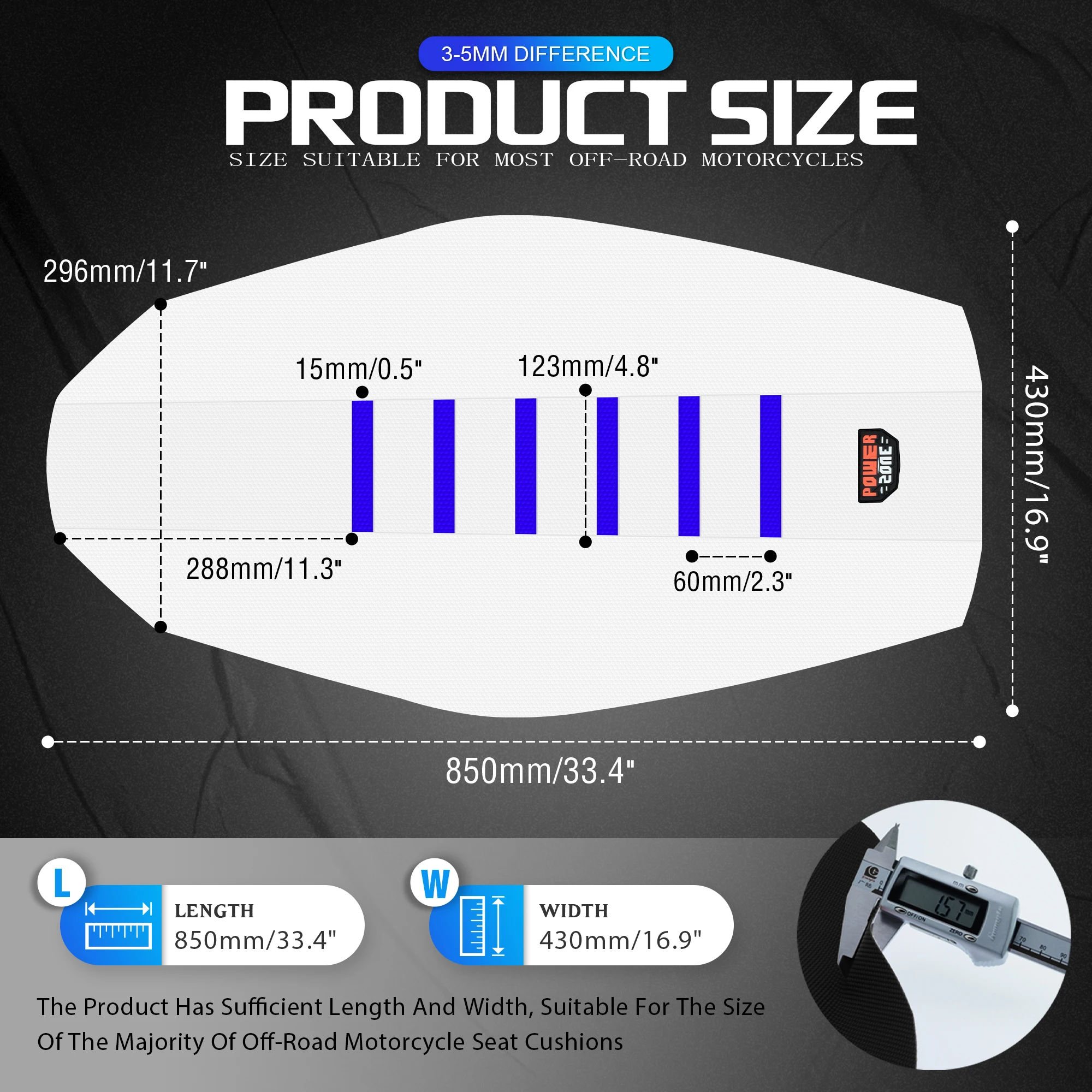 Powerzone white Seat Cover For SXF EXC KXF CRF YZF WR TC TE Universal  Soft  Waterproof Non-slip Ribbed Motorcycle Seat Cover