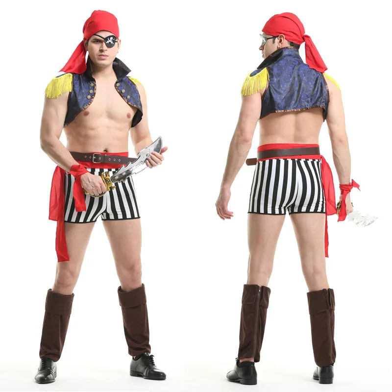 

Hot Sale Sea Halloween Pirate Costumes Wholesale Cosplay Halloween Party For Adult Men Sexy Pirate Costumes