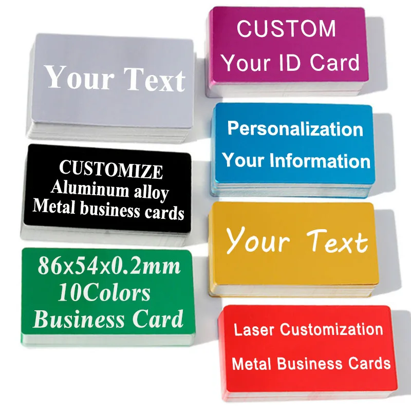 50Pcs Custom Metal Business Card Laser Engraving DIY Single Sided or Double Sided Thank You Card Business Card Gift Card 0.2mm