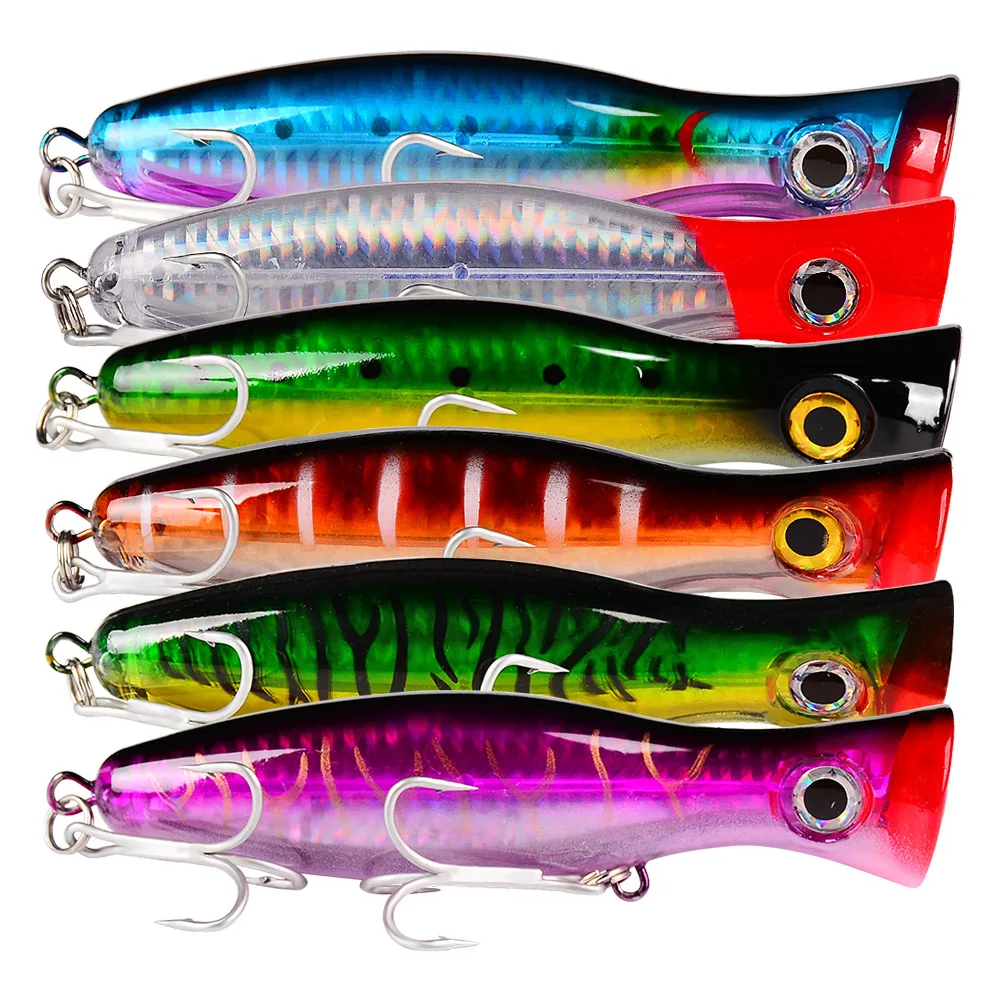 

Wholesale 1pcs Fishing Lure 43g 13cm Hard Artificial Popper Lure 6 Color Crankbait Minnow Fishing Bait 2/0# Treble hook DW491