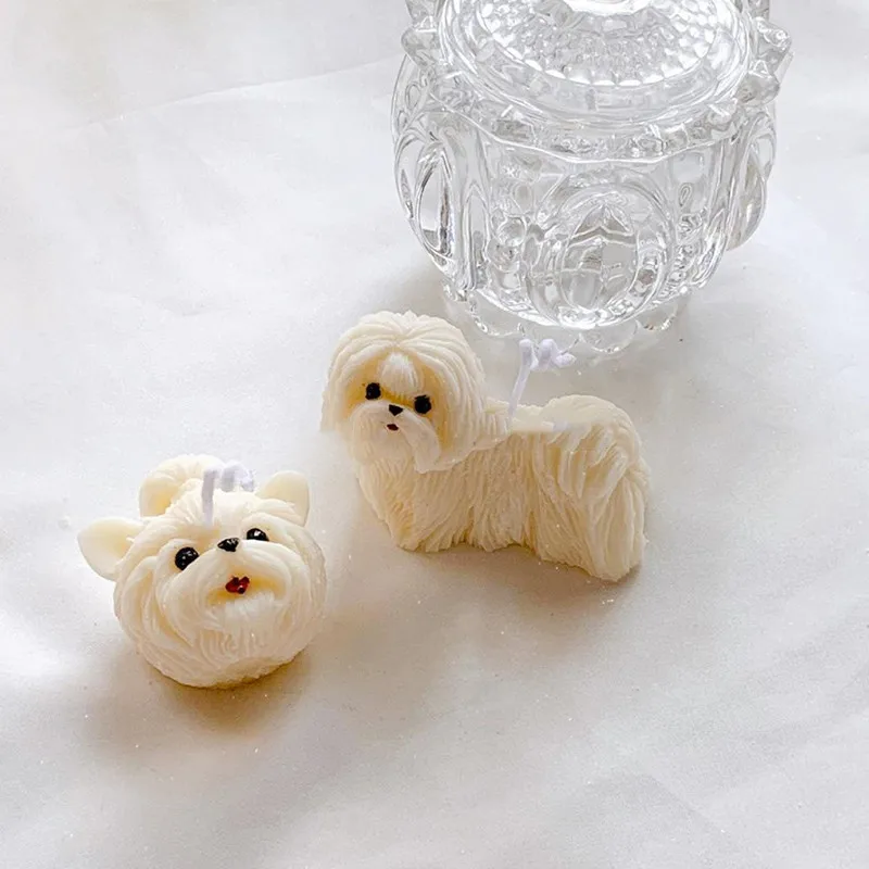 3D Shih Tzu Cute Dog Aromatherapy Plaster Handmade Soap Mold Candle Mold Chocolate Baking Cake Decoration Silicone Mold