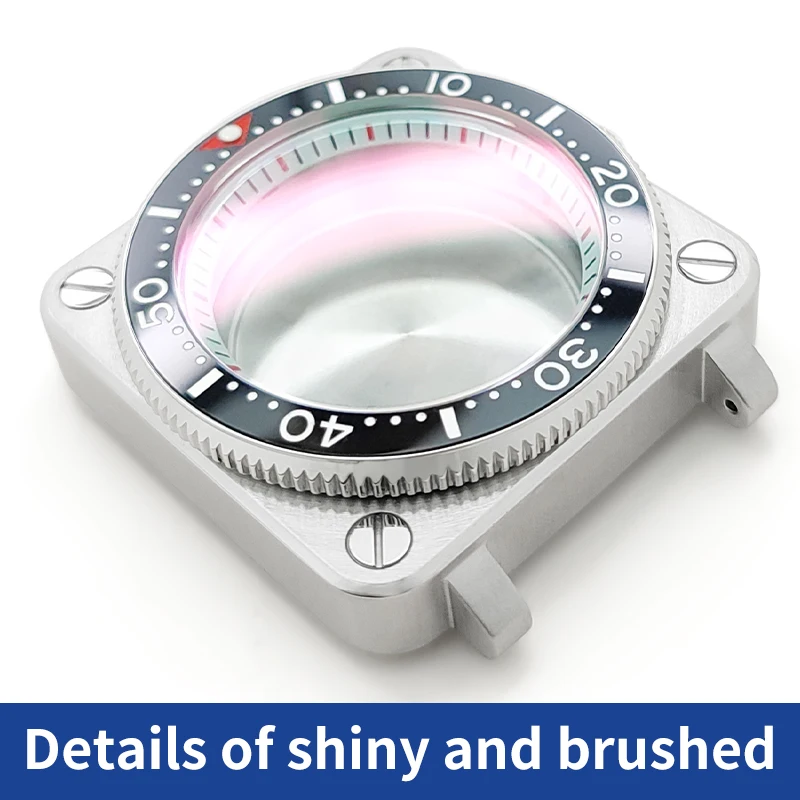 الفضة مربع SKX ساعة حالة الفولاذ المقاوم للصدأ لامعة/نحى تاج الياقوت الزجاج وزارة الدفاع NH35 NH36 4R36 حركة الساعات حالات أجزاء