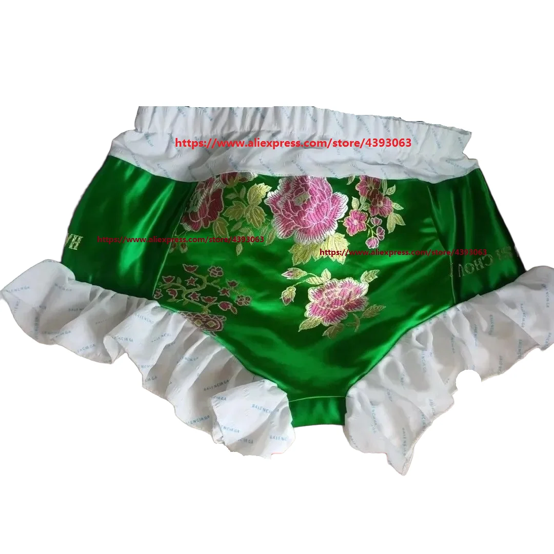 

Handmake Silky Panties Hem Satin Flower Man's Briefs Panties Private Party