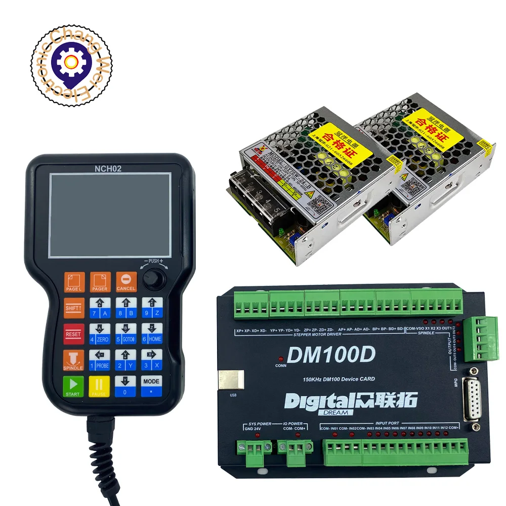 

LATESTCNC Handle Motion Controller NCH02 3/4/5axis 125 KHz Pulse + 24v 75W MEANWELL Switching power supply+U-disk Read G-CODE.