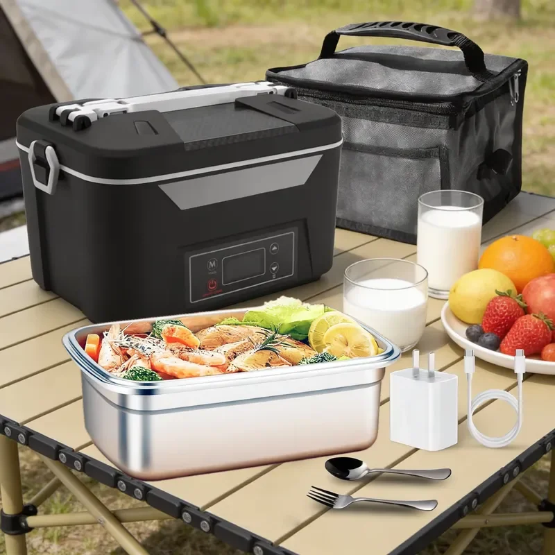 Wireless heating USB rechargeable insulation outdoor portable lunch box 1.1-1 capacity 304 stainless steel 100W