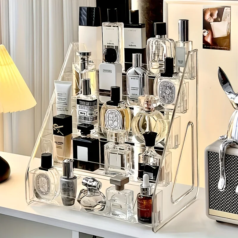Clear Acrylic Perfume Organizer Multi-Tier Cosmetic Display Stand Makeup Storage Rack for Vanity Countertop Bathroom