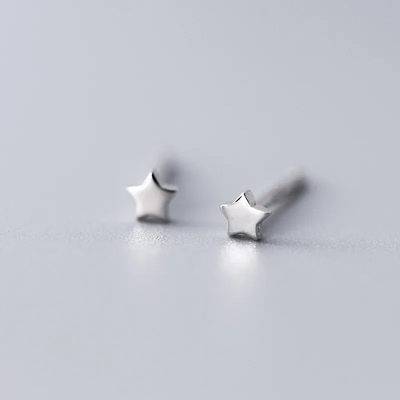Trustdavis Genuine 925 Sterling Silver Gold Triangle Heart Star Cross Round Stud Earrings For Women Silver 925 Jewelry ED395