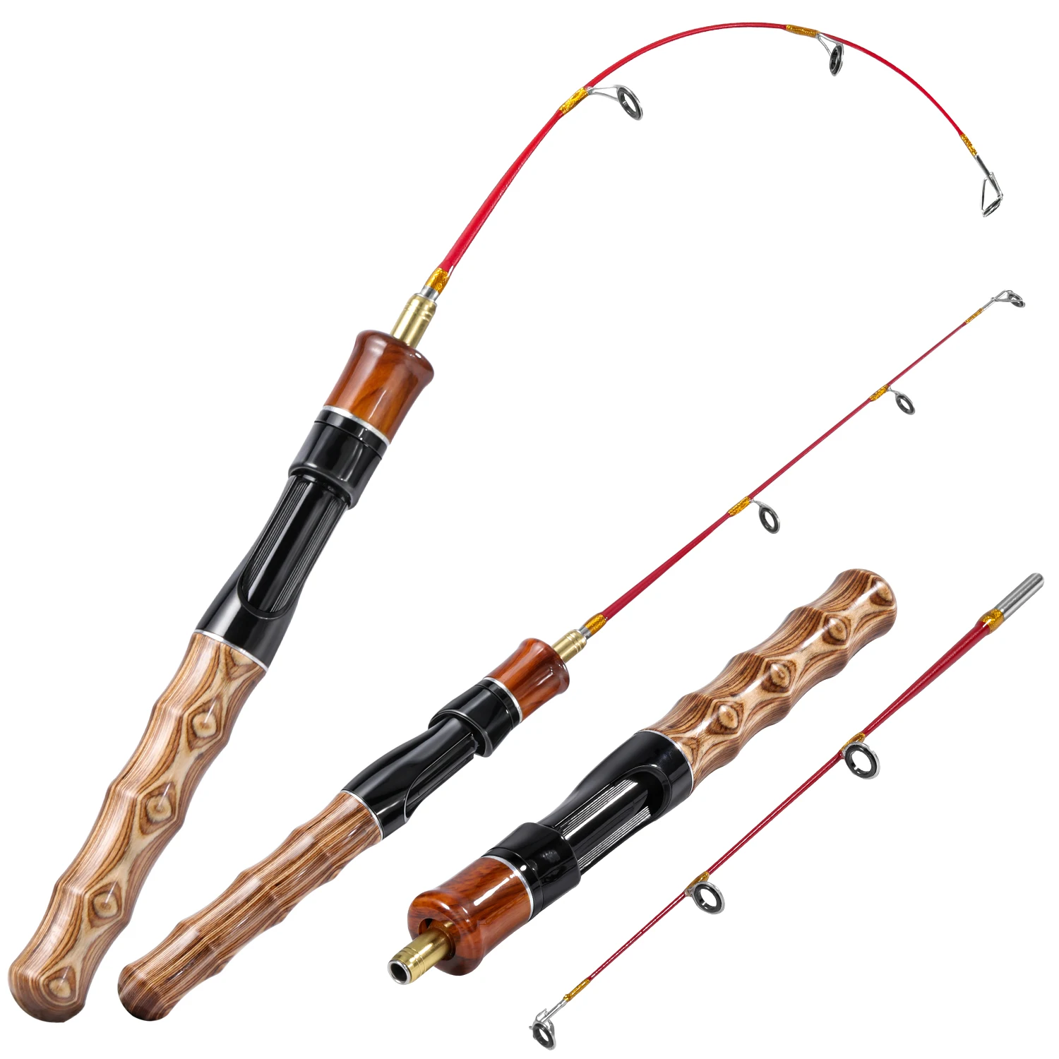 

Удилище для зимней рыбалки Sougayilang, 2 секции, с деревянной рукояткой, портативное, для микрорыбалки, снасти для зимней рыбалки