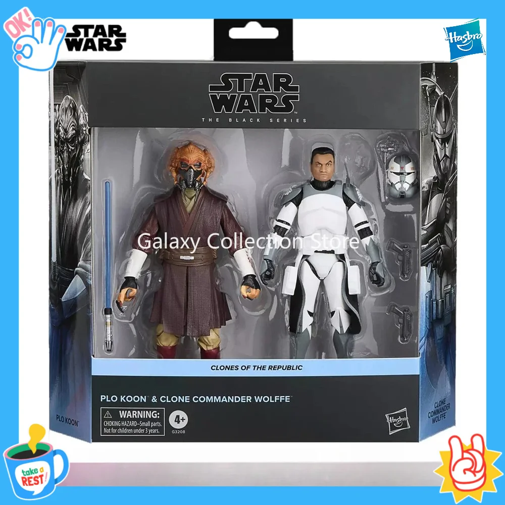Em Estoque Hasbro STAR WARS The Black Series Plo Koon & Clone Commander Wolffe Pacote com 2 Figuras de Ação de 15cm Brinquedos para Presentes