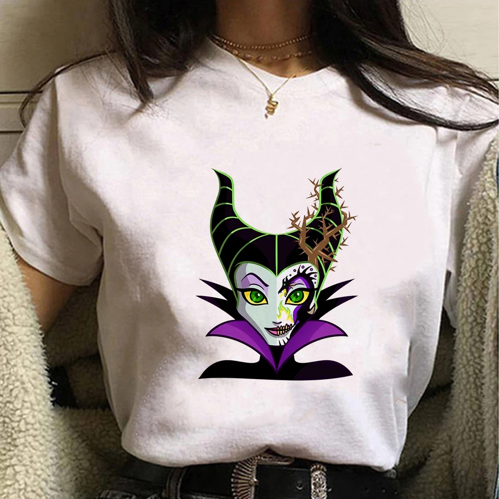 

Disney Cartoon Villain Princess Graphic T Shirts Streetwear Y2k Women T-shirts Summer Tops Harajuku Ladies T Shirt White Blouses