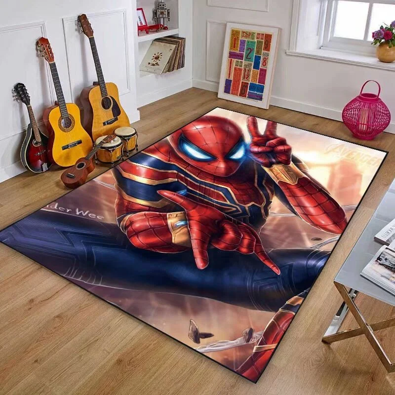 MINISO Disney Spider-man Cartoon Kids Bedroom Bedside Carpet Living Room Non Slip Soft Mat Sofa Coffee Table Rugs for Home Decor