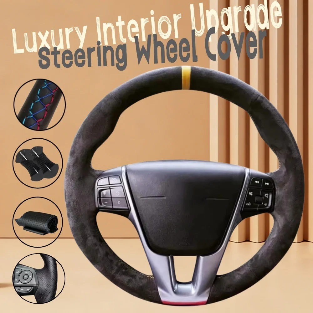 

Индивидуальный противоскользящий чехол из мягкой замши для руля автомобиля Volvo XC60 S60 V60 S40 2011-2017, чехол-накладка на руль для Volvo V40