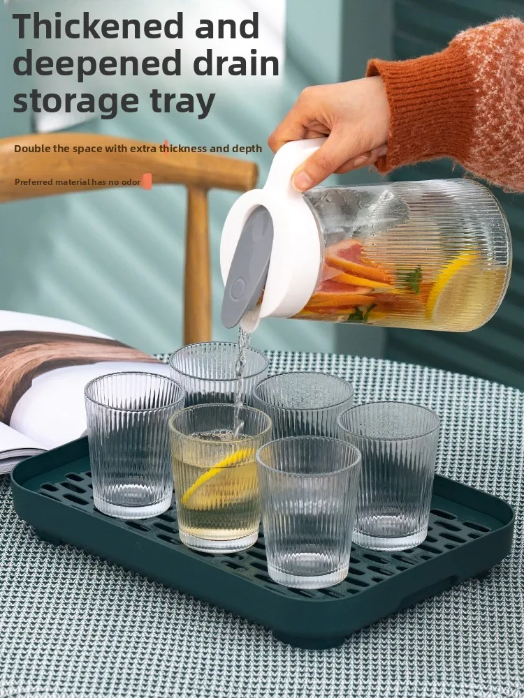 

Thiened Cup Holder Double Layer Tray Drainage Ra Tea Cup Tea Set Tableware Storage Box Home Use Plastic Cup Ra