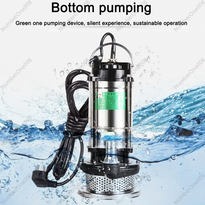 

220V Stainless Steel Submersible Pump Underwater Water Sewage Self-Suction Pump Drainage Irrigation Water-pump with EU Adapter