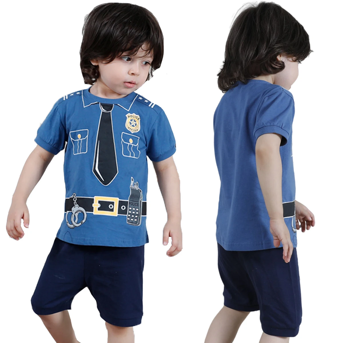 Boys Police Pajamas Kids Fireman Halloween Costume Girl Unicorn Sleepwear 2-10 Years Summer  Firefighter Short Sleeves Clothes