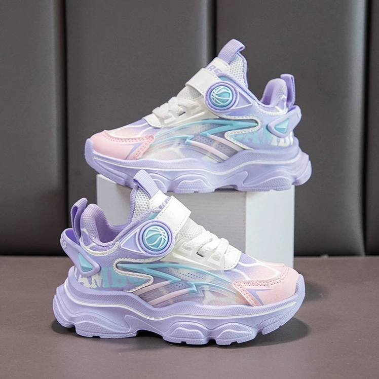 

Осенние кроссовки для девочек, модная мягкая уличная нескользящая детская повседневная обувь с милым принтом, школьная детская спортивная обувь для бега, баскетбола