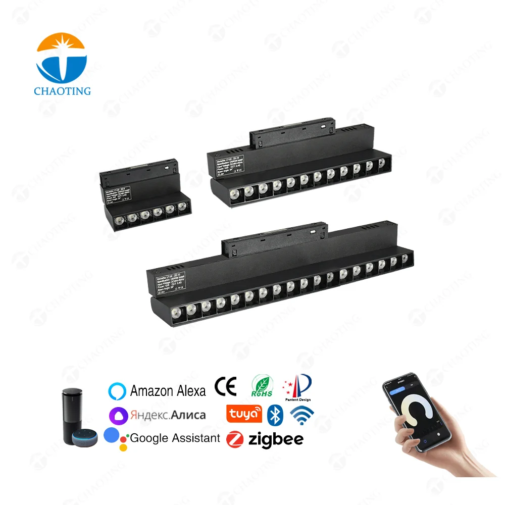 OEM Niederdruck 48V 20mm Smart Tuya App Wifi Dimmbare CCT Einstellbar 6W 12W 20W Cob Led faltbare Magnetische Track Grille Lichter