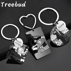 Treebud Custom Photo Keychains Stainless Steel Personalized Laser Engraved Letters Pictures Logo Tag Keyring Jewelry Gifts