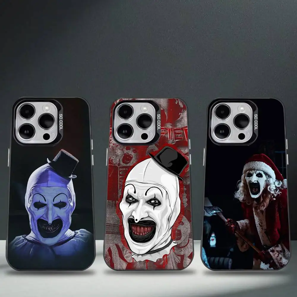 

T-Terrifier Art the Clown Phone Case For iPhone 16,15,14,13,12,11,8,7,Pro,Max,Plus,Mini,XS,SE Anti Fall Black Matte Hard