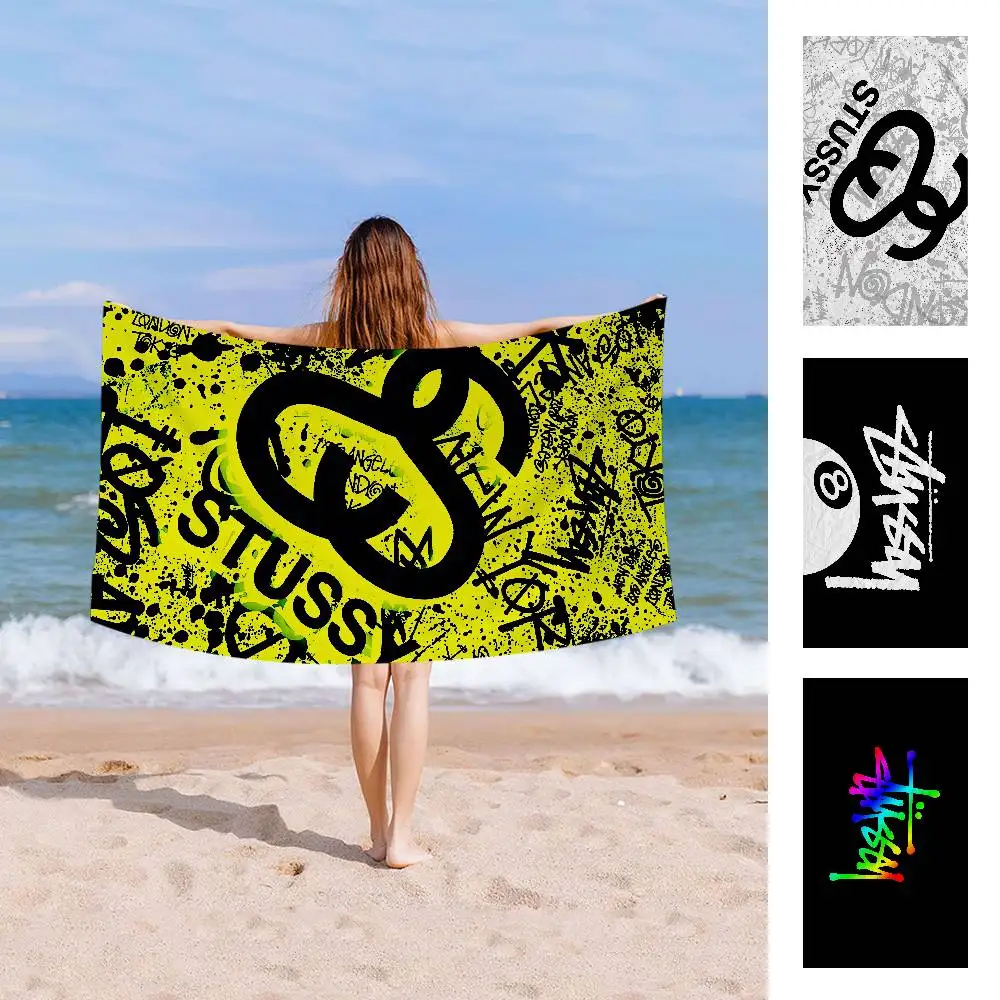 

Пляжное полотенце S-Stussy N-Number 8 с аниме-принтом, мягкое, впитывающее, для плавания, детские подарки, для путешествий, кемпинга, спортзала