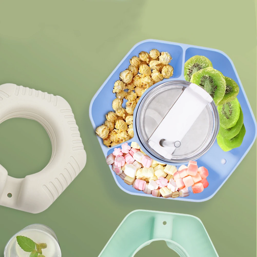 Snack Bowl Silicone Snack Tray Reusable Snack Plate Snack Ring for Stanley 40oz Tumbler with Handle