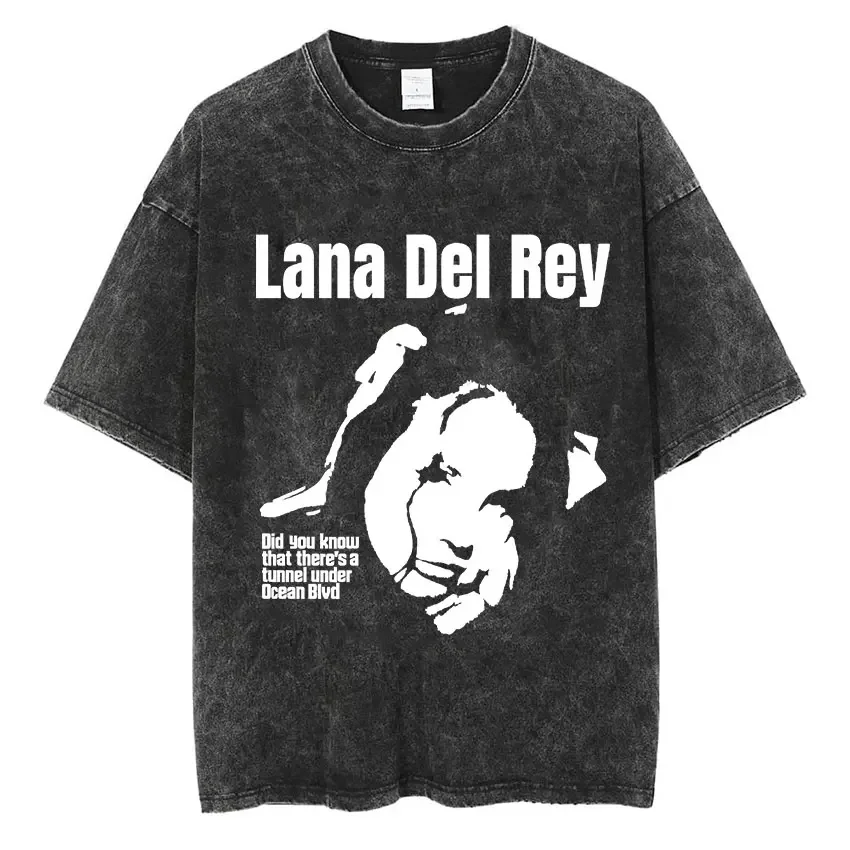 Singer Lana Del Rey Ldr Sailing Washed T-shirt Men Women Fashion Aesthetic Short Sleeve Tees Harajuku Vintage Streetwear T Shirt