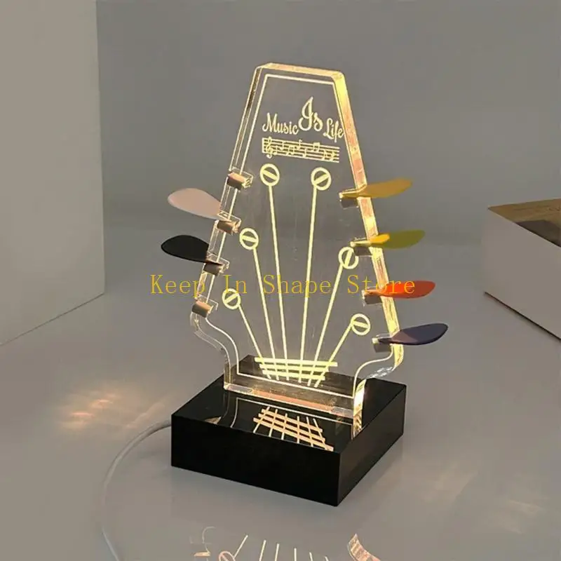 U1JC Guitar Pick Case ، Acrylic Guitar Display Easel ، Clear Guitar Pick Pick Box مع حامل الغيتار الأساسي