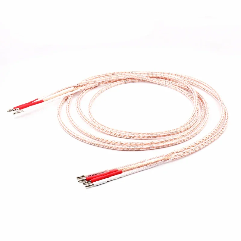 

Pair 8TC OCC copper HIFI Speaker Cablehifi audio Audiophile loudspeaker Cable with rhodium plated banana connectors