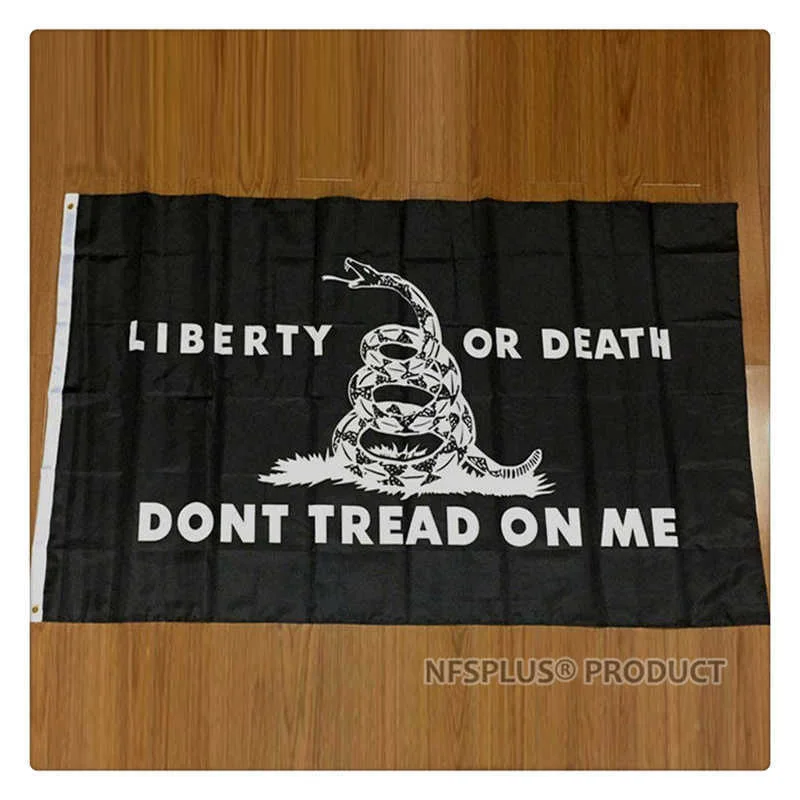 American Gadsden Flag Dont Tread On Me 3x5 Ft Polyester Yellow Black Snake Printed 90x150cm Decorative Libertarian Flags Banners