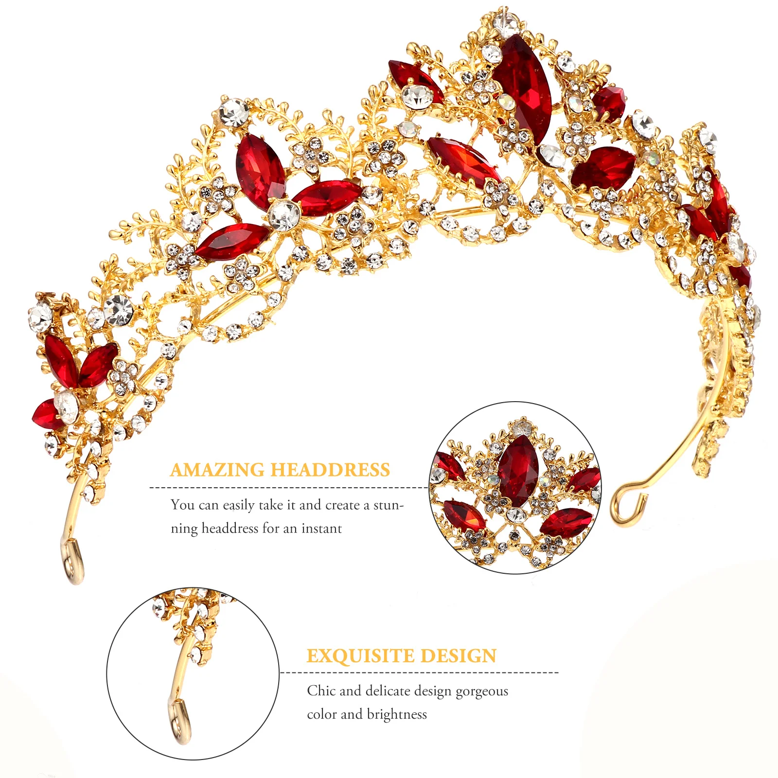 

Wedding Rhinestone Crown Headpiece Elegant Crystal Hairband Women Bride Hair Accessory Prom Crown
