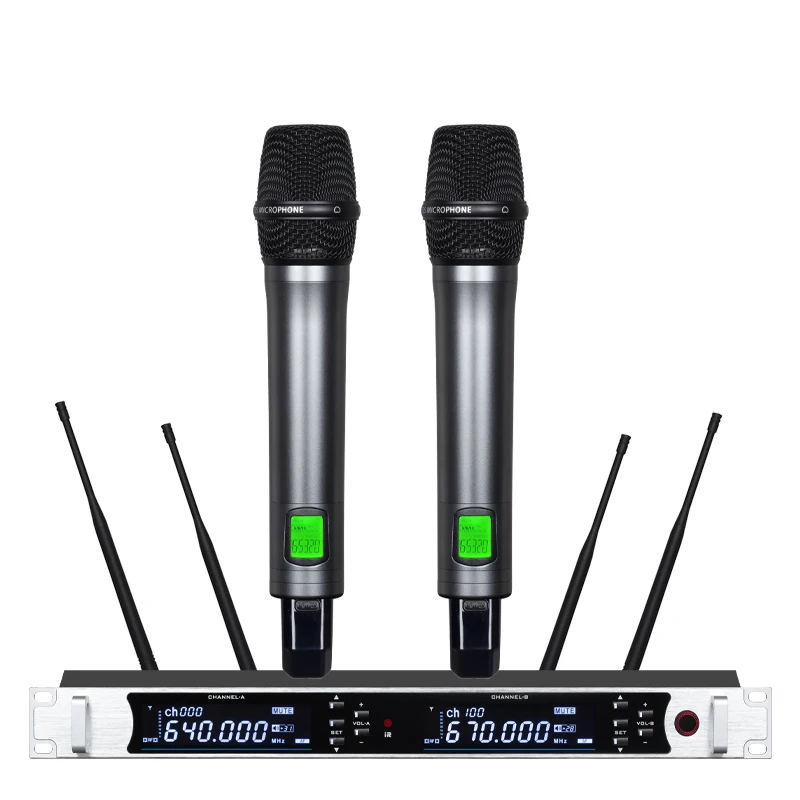 SKM9000 전문 무선 마이크 2채널 UHF 장거리 엔터테인먼트 노래 무대 공연용 마이크