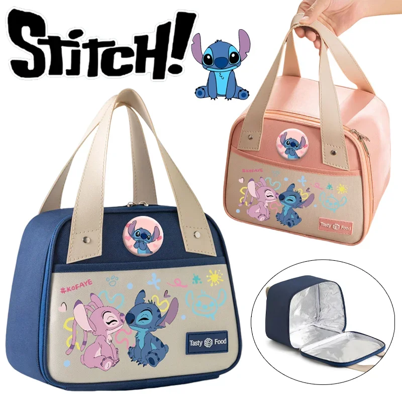 

Disney Stitch Lunch Bag Insulation Bento Pack Fashion Portable Student Lunch Bags Aluminum Foil Handbag Camping Picnic Bag