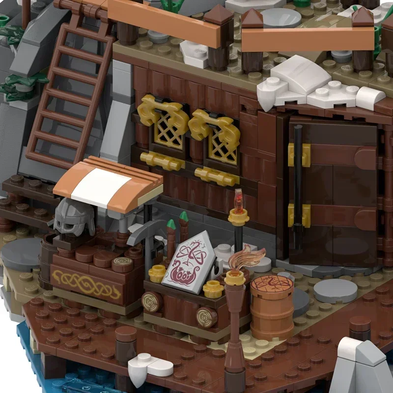 Modello medievale Moc Mattoni da costruzione Villaggio vichingo Tecnologia di estensione Blocchi modulari Regali Giocattoli di Natale Set fai da te Assemblaggio